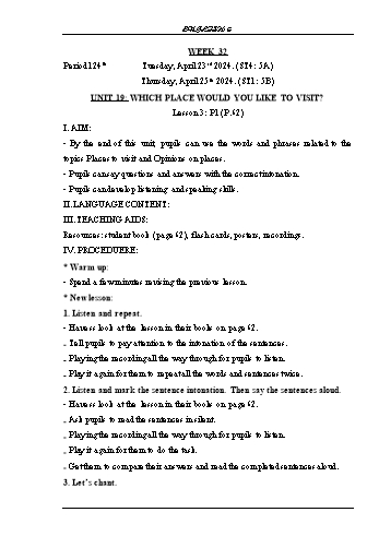 Giáo án Tiếng Anh Lớp 5 - Tuần 32 - Năm học 2023-2024 - Phạm Thị Kim Khánh