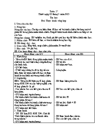 Giáo án Tin học Lớp 4 - Tuần 27, Bài: Thực hành tổng hợp - Năm học 2022-2023 - Trần Thị Long