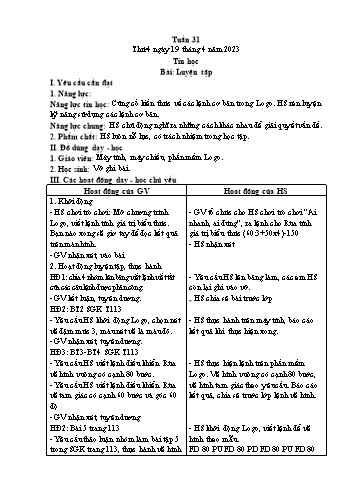 Giáo án Tin học Lớp 4 - Tuần 31, Bài: Luyện tập - Năm học 2022-2023 - Trần Thị Long