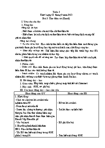 Giáo án Tin học Lớp 5 - Chủ đề 1: Khám phá máy tính - Tuần 3, Bài 3: Thư điện tử (Email) - Năm học 2023-2024 - Trần Thị Long