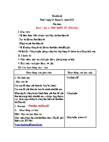 Giáo án Tin học Lớp 5 - Tuần 10 - Năm học 2022-2023 - Trần Thị Long