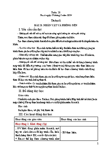 Giáo án Tin học Lớp 5 - Tuần 28, Bài 28: Nhân vật và phông nền - Năm học 2023-2024 - Trần Thị Long