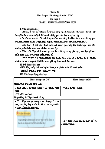 Giáo án Tin học Lớp 5 - Tuần 32, Bài 12: Thực hành tổng hợp - Năm học 2023-2024 - Trần Thị Long