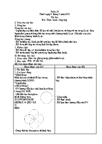 Giáo án Tin học Lớp 5 - Tuần 33, Bài: Thực hành tổng hợp - Năm học 2022-2023 - Trần Thị Long