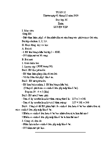 Giáo án Toán, Tiếng Việt Lớp 1, 3 - Tuần 12 - Năm học 2020-2021 - Lê Thị Thu Hằng