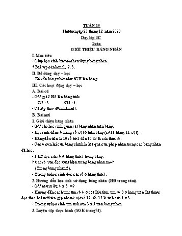 Giáo án Toán, Tiếng Việt Lớp 1,3 - Tuần 15 - Năm học 2020-2021 - Lê Thị Thu Hằng
