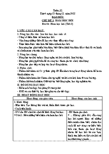 Kế hoạch bài dạy Đạo đức Lớp 3 (Kết nối tri thức) - Chủ đề 3: Ham học hỏi - Tuần 12, Bài 04: Ham học hỏi (Tiết 3) - Năm học 2022-2023 - Trần Thị Long