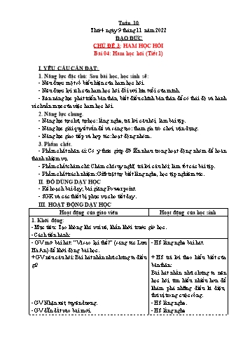 Kế hoạch bài dạy Đạo đức Lớp 3 (Kết nối tri thức) - Chủ đề 3: Ham học hỏi - Tuần 10, Bài 04: Ham học hỏi (Tiết 1) - Năm học 2022-2023 - Trần Thị Long