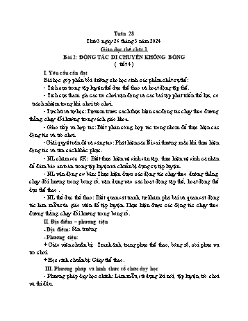 Kế hoạch bài dạy Giáo dục thể chất Lớp 1 (Kết nối tri thức) - Chủ đề 4: Thể thao tự chọn – môn bóng rổ - Tuần 28 - Năm học 2023-2024 - Trần Thị Long