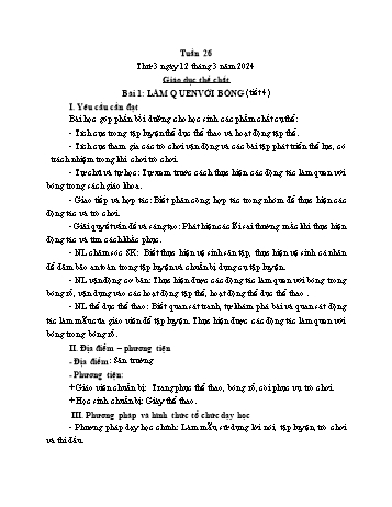 Kế hoạch bài dạy Giáo dục thể chất Lớp 1 (Kết nối tri thức) - Tuần 26 - Năm học 2023-2024 - Trần Thị Long