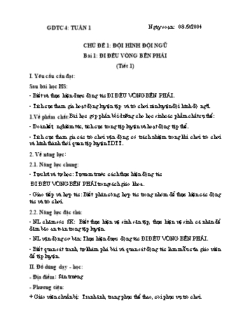 Kế hoạch bài dạy Giáo dục thể chất Lớp 4 (Kết nối tri thức) - Tuần 1 - Năm học 2024-2025 - Đặng Duy Thành