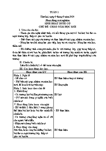 Kế hoạch bài dạy Lớp 1 - Tuần 1 - Năm học 2024-2025 - Cao Thị Hồng Hạnh