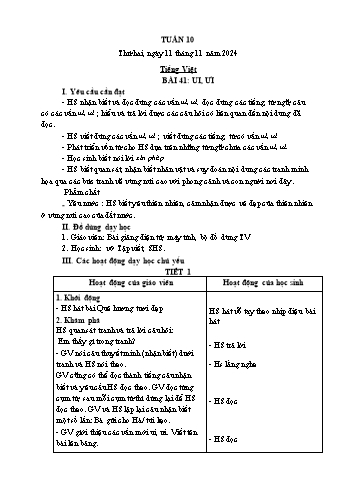 Kế hoạch bài dạy Lớp 1 - Tuần 10 - Năm học 2024-2025 - Cao Thị Hồng Hạnh