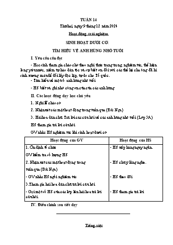 Kế hoạch bài dạy Lớp 1 - Tuần 14 - Năm học 2024-2025 - Cao Thị Hồng Hạnh