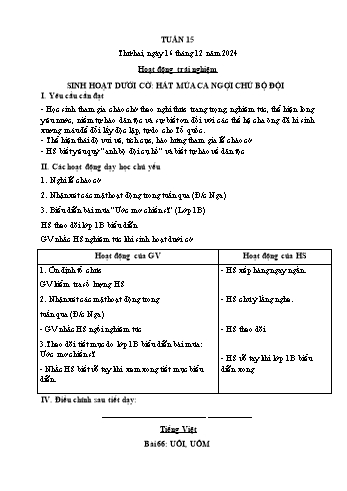 Kế hoạch bài dạy Lớp 1 - Tuần 15 - Năm học 2024-2025 - Cao Thị Hồng Hạnh