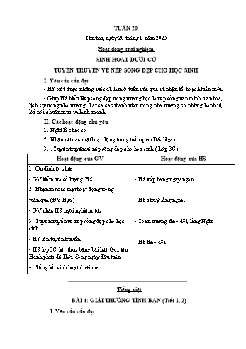 Kế hoạch bài dạy Lớp 1 - Tuần 20 - Năm học 2024-2025 - Cao Thị Hồng Hạnh