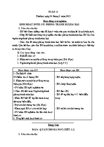 Kế hoạch bài dạy Lớp 1 - Tuần 22 - Năm học 2024-2025 - Cao Thị Hồng Hạnh