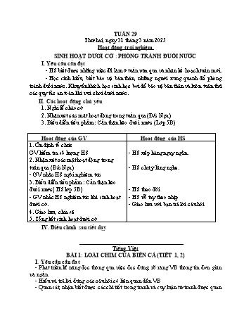 Kế hoạch bài dạy Lớp 1 - Tuần 29 - Năm học 2024-2025 - Cao Thị Hồng Hạnh