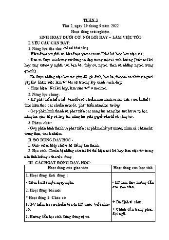 Kế hoạch bài dạy Lớp 1 - Tuần 3 - Năm học 2021-2022 - Cao Thị Hảo