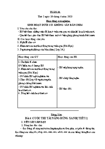 Kế hoạch bài dạy Lớp 1 - Tuần 30 - Năm học 2022-2023 - Cao Thị Hảo