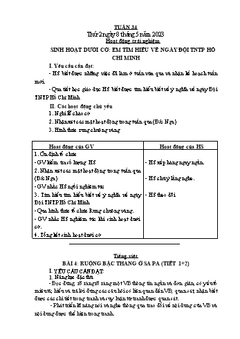 Kế hoạch bài dạy Lớp 1 - Tuần 34 - Năm học 2022-2023 - Cao Thị Hảo