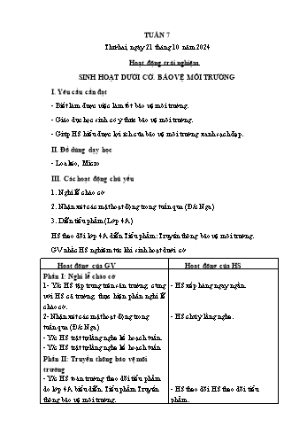 Kế hoạch bài dạy Lớp 1 - Tuần 7 - Năm học 2024-2025 - Cao Thị Hồng Hạnh