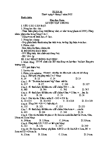 Kế hoạch bài dạy Lớp 2 (Buổi chiều) - Tuần 30 - Năm học 2021-2022 - Cao Thị Hảo