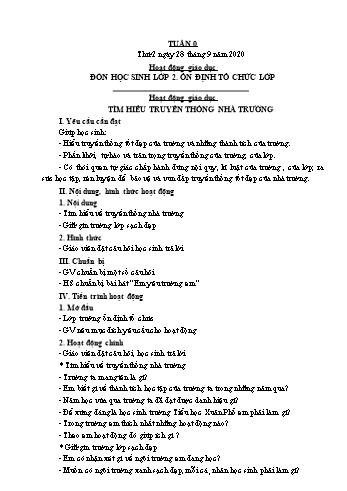 Kế hoạch bài dạy Lớp 2 - Tuần 0 - Năm học 2020-2021 - Đặng Thị Cẩm Thành