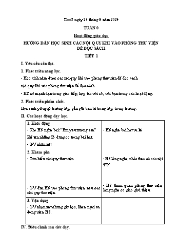 Kế hoạch bài dạy Lớp 2 - Tuần 0 - Năm học 2023-2024 - Cao Thị Hồng Hạnh