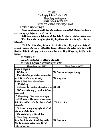 Kế hoạch bài dạy Lớp 2 - Tuần 1 - Năm học 2024-2025