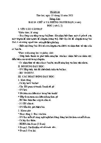 Kế hoạch bài dạy Lớp 2 - Tuần 10 - Năm học 2021-2022 - Cao Thị Hảo