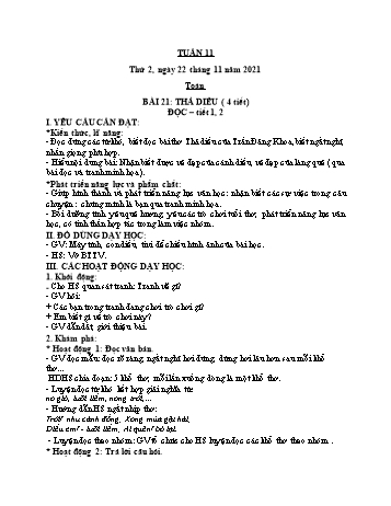 Kế hoạch bài dạy Lớp 2 - Tuần 11 - Năm học 2021-2022 - Cao Thị Hảo
