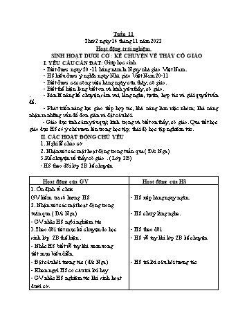 Kế hoạch bài dạy Lớp 2 - Tuần 11 - Năm học 2022-2023 - Cao Thị Hồng Hạnh