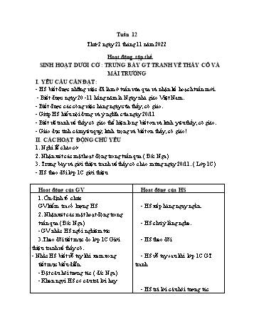 Kế hoạch bài dạy Lớp 2 - Tuần 12 - Năm học 2022-2023 - Cao Thị Hồng Hạnh