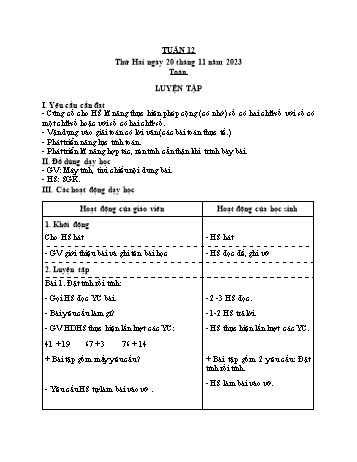 Kế hoạch bài dạy Lớp 2 - Tuần 12 - Năm học 2023-2024 - Cao Thị Hồng Hạnh