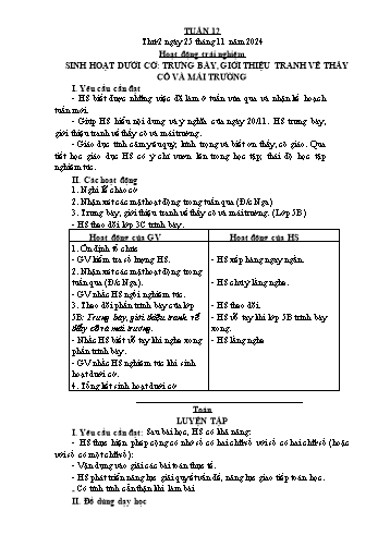Kế hoạch bài dạy Lớp 2 - Tuần 12 - Năm học 2024-2025 - Đặng Thị Cẩm Thành