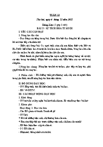 Kế hoạch bài dạy Lớp 2 - Tuần 13 - Năm học 2021-2022 - Cao Thị Hảo