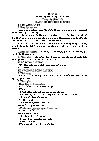 Kế hoạch bài dạy Lớp 2 - Tuần 13 - Năm học 2021-2022 - Đặng Thị Cẩm Thành