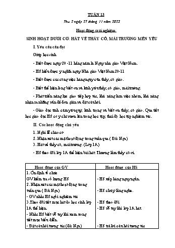 Kế hoạch bài dạy Lớp 2 - Tuần 13 - Năm học 2023-2024 - Cao Thị Hồng Hạnh