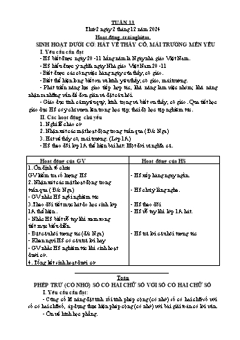 Kế hoạch bài dạy Lớp 2 - Tuần 13 - Năm học 2024-2025 - Đặng Thị Cẩm Thành