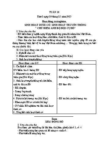 Kế hoạch bài dạy Lớp 2 - Tuần 16 - Năm học 2023-2024 - Cao Thị Hồng Hạnh