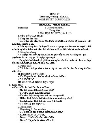 Kế hoạch bài dạy Lớp 2 - Tuần 17 - Năm học 2021-2022 - Đặng Thị Cẩm Thành
