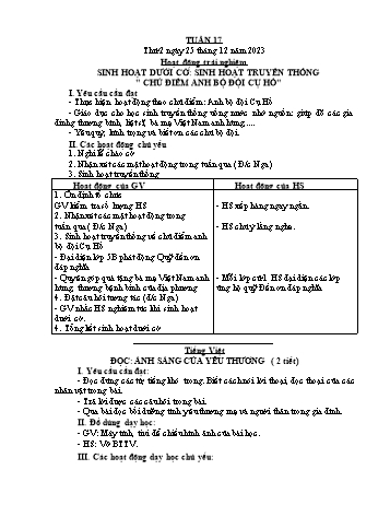 Kế hoạch bài dạy Lớp 2 - Tuần 17 - Năm học 2023-2024 - Đặng Thị Cẩm Thành
