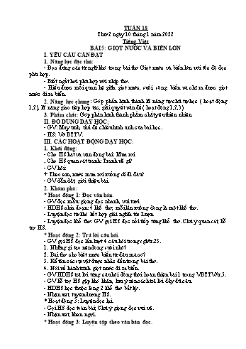 Kế hoạch bài dạy Lớp 2 - Tuần 18 - Năm học 2021-2022 - Đặng Thị Cẩm Thành