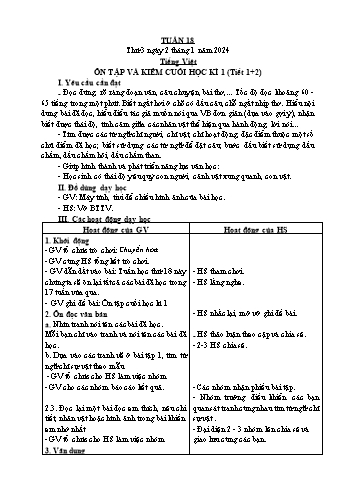 Kế hoạch bài dạy Lớp 2 - Tuần 18 - Năm học 2023-2024 - Đặng Thị Cẩm Thành