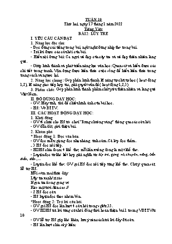 Kế hoạch bài dạy Lớp 2 - Tuần 19 - Năm học 2021-2022 - Đặng Thị Cẩm Thành