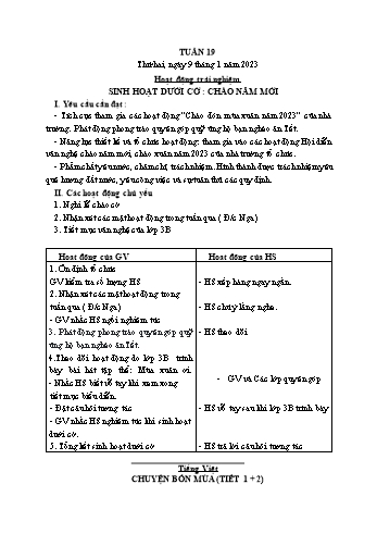Kế hoạch bài dạy Lớp 2 - Tuần 19 - Năm học 2022-2023 - Lê Thị Thu Hằng