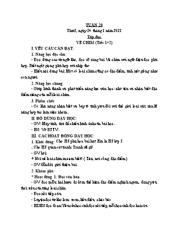 Kế hoạch bài dạy Lớp 2 - Tuần 20 - Năm học 2021-2022 - Cao Thị Hảo