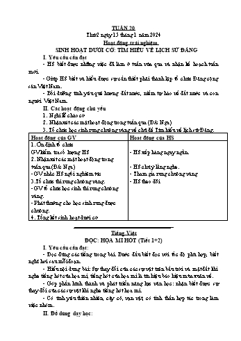 Kế hoạch bài dạy Lớp 2 - Tuần 20 - Năm học 2023-2024 - Đặng Thị Cẩm Thành
