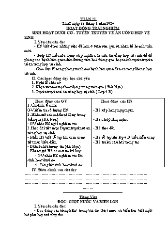 Kế hoạch bài dạy Lớp 2 - Tuần 21 - Năm học 2023-2024 - Đặng Thị Cẩm Thành